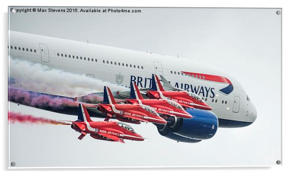  British Airways first A380 in formation with the  Acrylic by Max Stevens