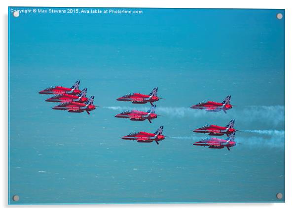  Red Arrows formation low over the sea Acrylic by Max Stevens