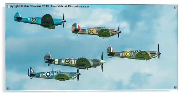  WWII spitfire formation Acrylic by Max Stevens