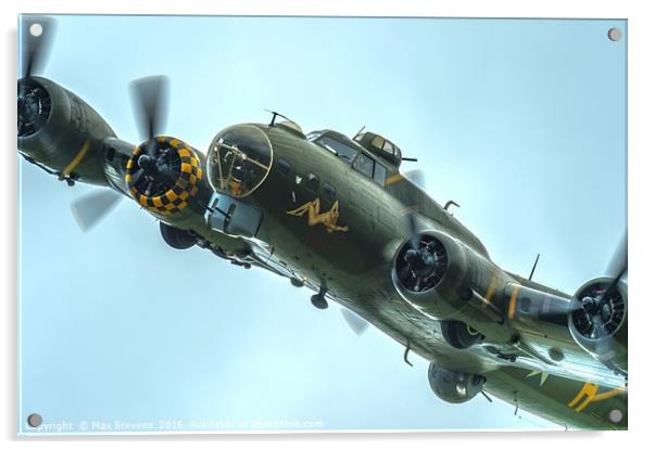 B17 Sally B banking in for another pass Acrylic by Max Stevens