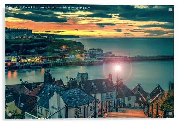 Whitby sunset Acrylic by Derrick Fox Lomax