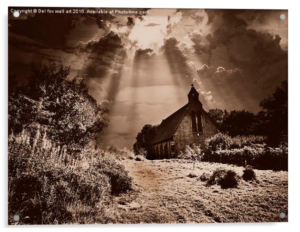  old church on the hill Acrylic by Derrick Fox Lomax