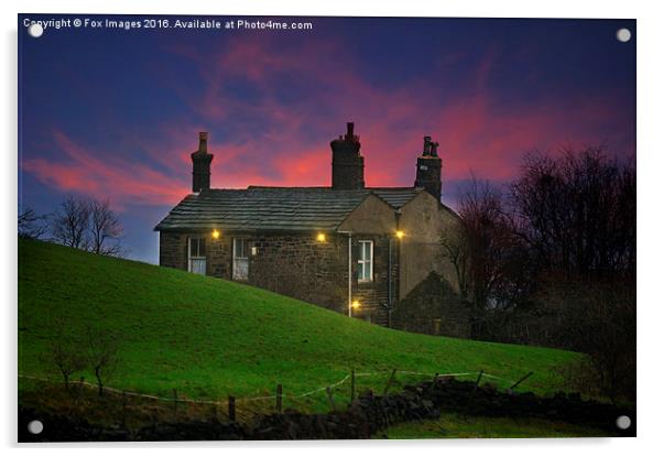  sundown at the farmhouse Acrylic by Derrick Fox Lomax