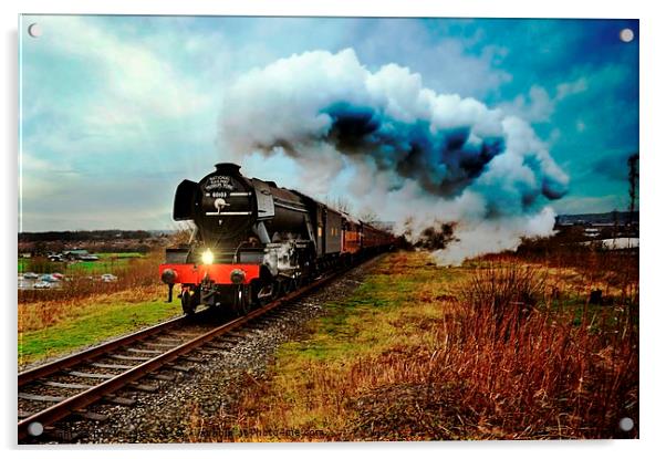 The flying scotsman locomotive Acrylic by Derrick Fox Lomax