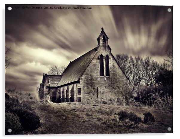 Old church in lancashire Acrylic by Derrick Fox Lomax