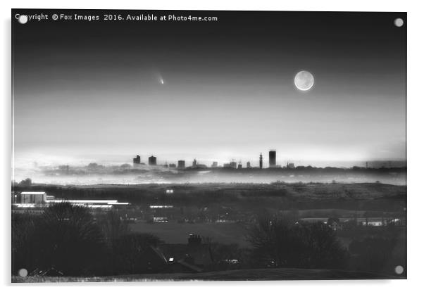  Moon over Manchester Acrylic by Derrick Fox Lomax