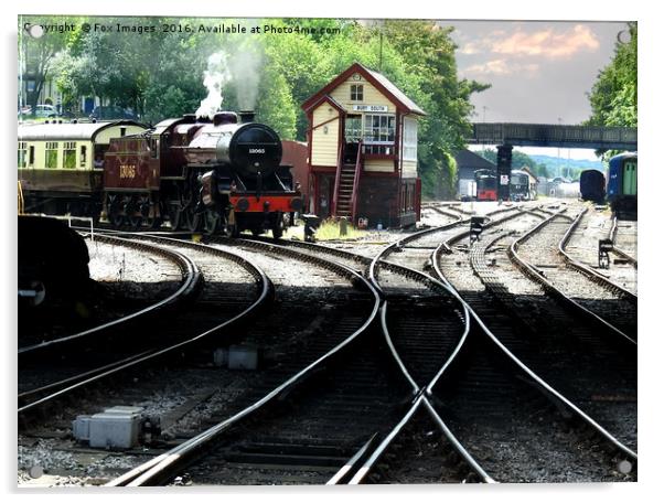 Steam train Hughes Crab 13065 at Bury Acrylic by Derrick Fox Lomax
