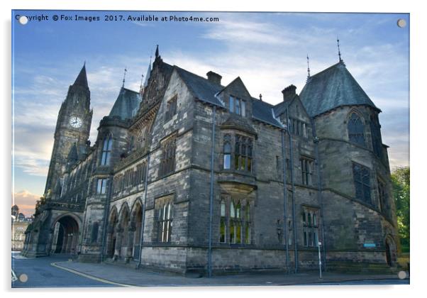 Rochdale Town Hall Acrylic by Derrick Fox Lomax