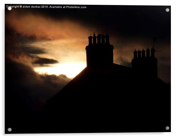  lovely roof top sunset in Arbroath Acrylic by aidan dunbar