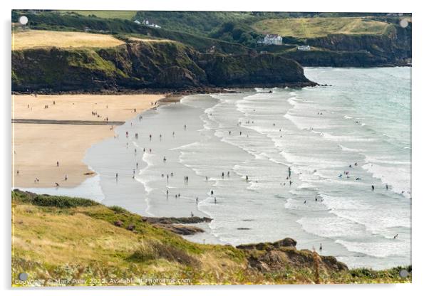 Summer Holidays on Broad Haven Beach, Pembrokeshir Acrylic by Mark Poley