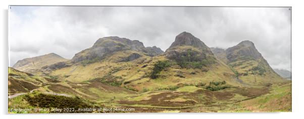 The Three Sisters of Glencoe - Panorama Acrylic by Mark Poley