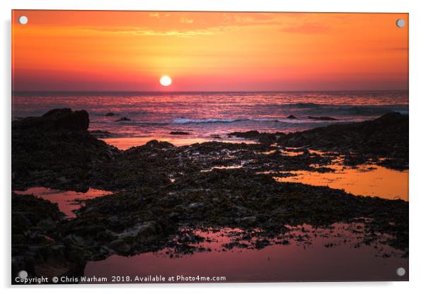 Polzeath sunset  Acrylic by Chris Warham