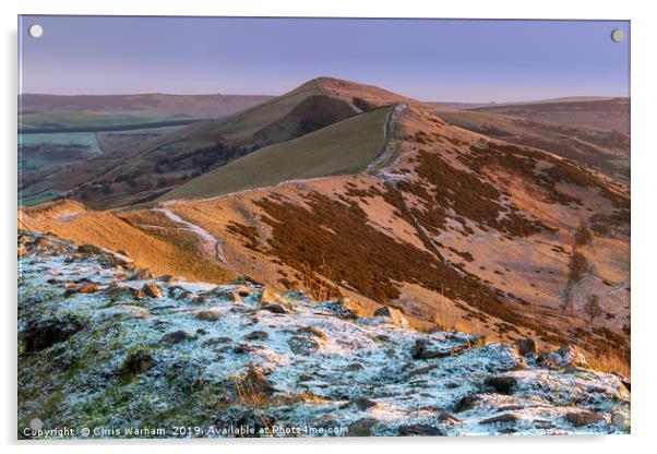 Peak District - Great Ridge in Winter from Mam Tor Acrylic by Chris Warham