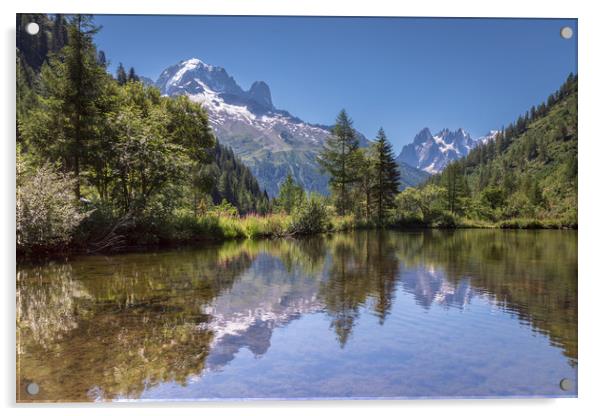 Chamonix mountain reflections Acrylic by Chris Warham