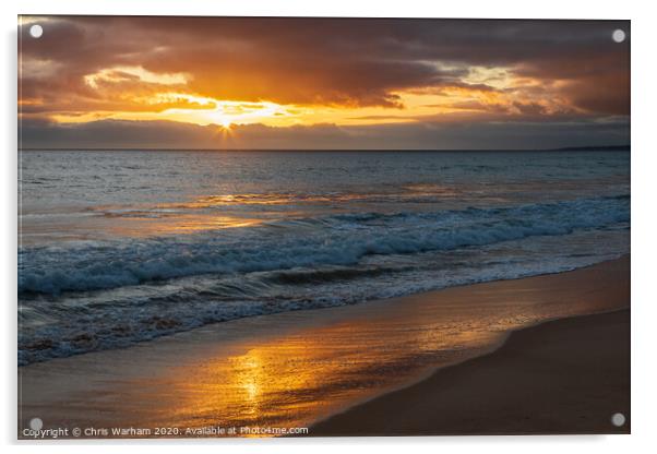 Algarve sunset - sun setting above the waves  Acrylic by Chris Warham