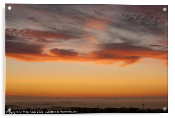 Lake District Sea Mist and Solway Sunset Acrylic by Philip Royal