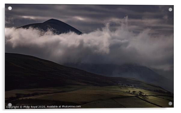 Spotlight on the copse, Skiddaw, Lake District Acrylic by Philip Royal