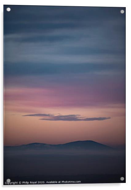 Solway Sea Mist and Criffel Mountain Sunset Acrylic by Philip Royal