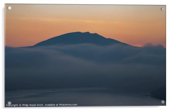 Blencathra Orange Dawn Mist, near Keswick Acrylic by Philip Royal