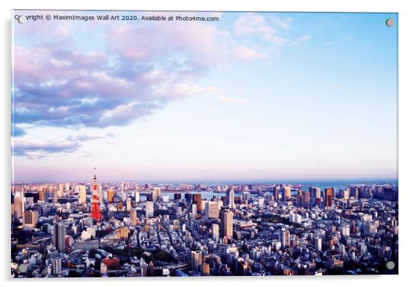 MXI29899 Tokyo tower in aerial scenery of Tokyo city Japan Acrylic by MaximImages Wall Art