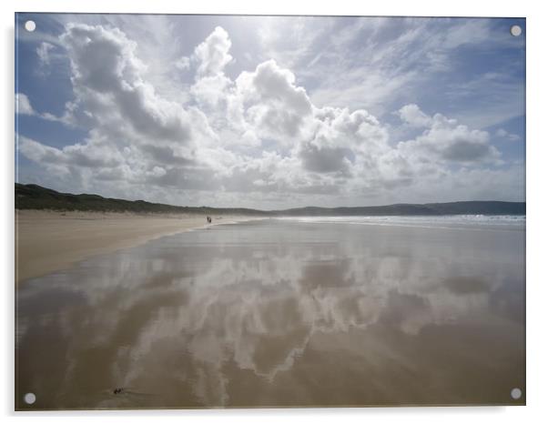 Reflections Hayle Towans Cornwall Acrylic by  