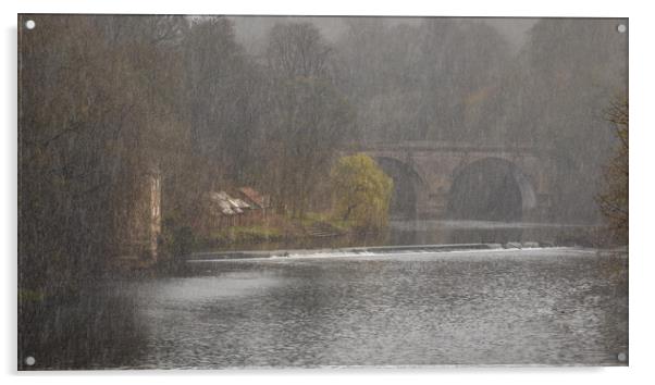 Prebends Bridge On The River Wear Durham Acrylic by Phil Durkin DPAGB BPE4