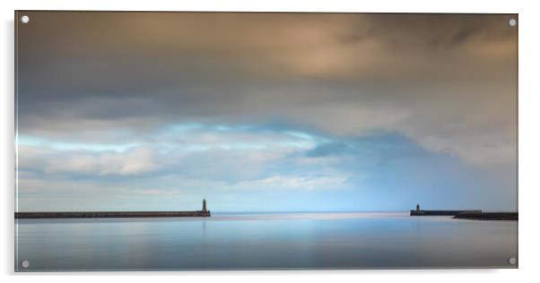 Two Tynemouth Lighthouses Acrylic by Phil Durkin DPAGB BPE4