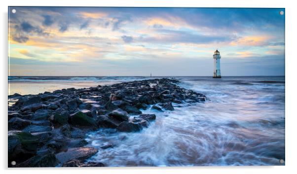 New Brighton Lighthouse AKA Perch Rock Acrylic by Phil Durkin DPAGB BPE4