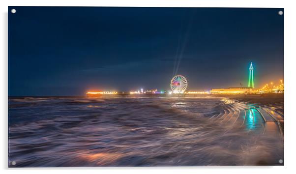 Blackpool At Night Acrylic by Phil Durkin DPAGB BPE4