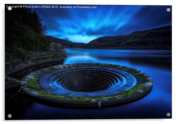 Ladybower Reservoir Plug Hole Acrylic by Phil Durkin DPAGB BPE4