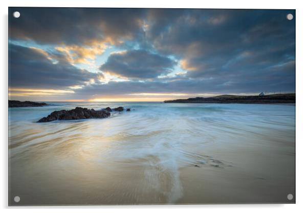 Sunset at Clachtoll Assynt Beach Scottish Highland Acrylic by Phil Durkin DPAGB BPE4