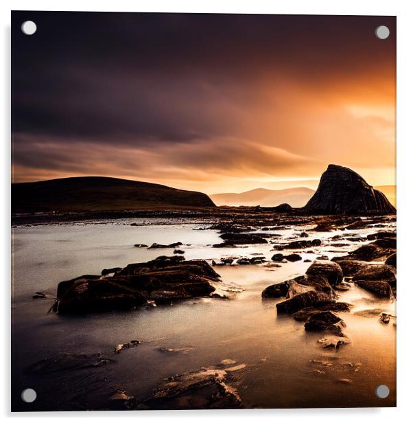 Dark Clouds at Sun Set on The Scottish Highlands Acrylic by Adam Kelly