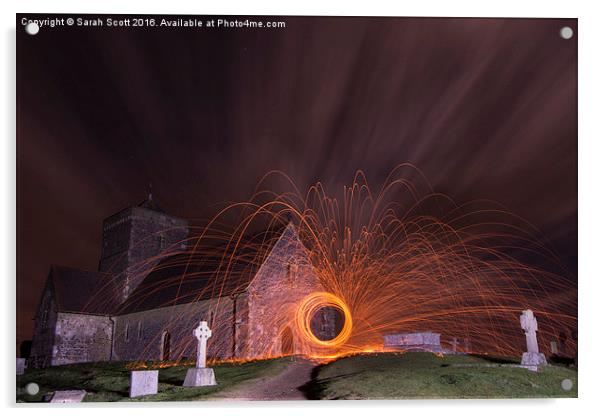  Sparks Fly at St. Martha's Church, Guildford Acrylic by Sarah Scott
