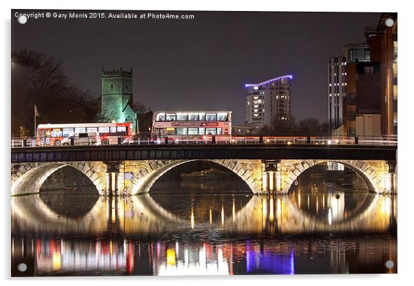  Bristol Bridge at Night. Acrylic by Gary Morris