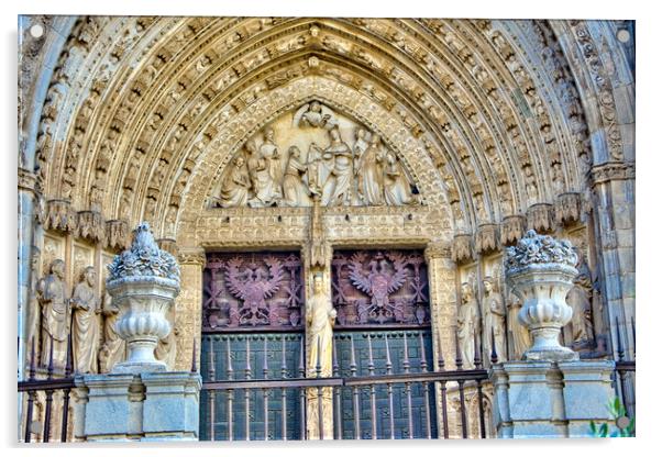 The front door of a church in Toledo Acrylic by Jose Manuel Espigares Garc