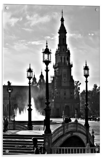 The Square of Spain, in Seville. Seville traditional architecture 1 Acrylic by Jose Manuel Espigares Garc