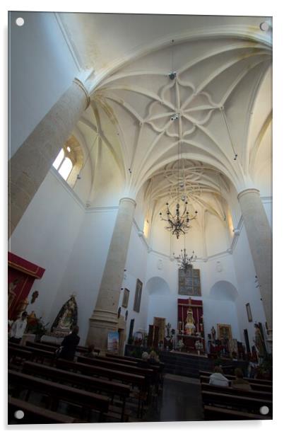 Interior of the parish church of Setenil Acrylic by Jose Manuel Espigares Garc