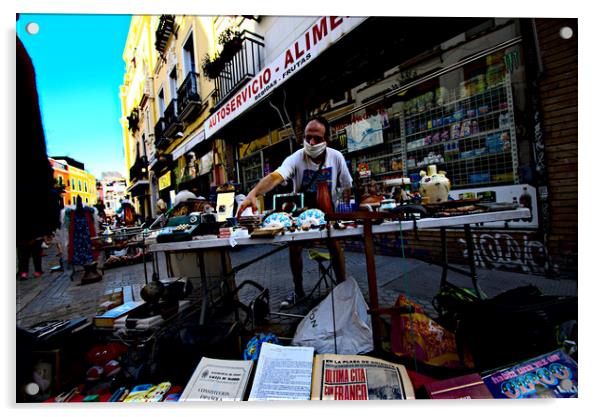 This is an open air market that takes place every  Acrylic by Jose Manuel Espigares Garc