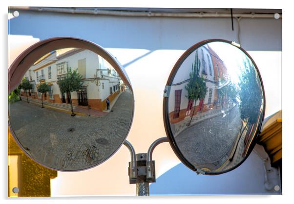 A street (traffic) mirror in Paradas, Seville Acrylic by Jose Manuel Espigares Garc