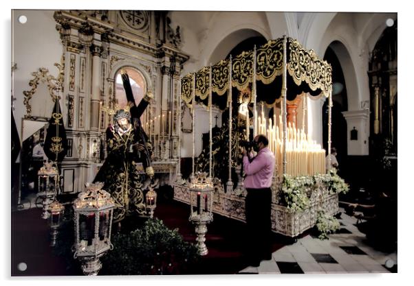 Interior of the parish church of Paradas, Seville Acrylic by Jose Manuel Espigares Garc