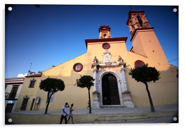 Exterior of the parish church of Paradas, Seville Acrylic by Jose Manuel Espigares Garc
