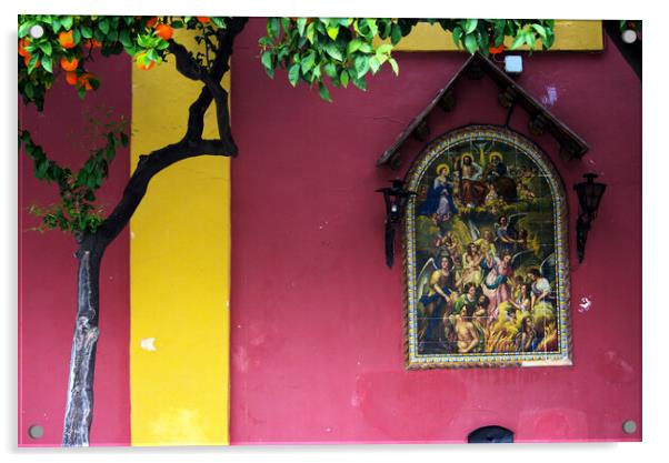 Tiles on the wall with religious scenes Acrylic by Jose Manuel Espigares Garc