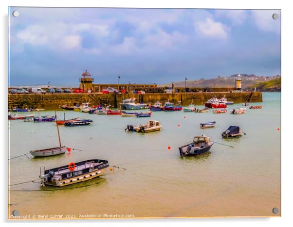 Serenity at St Ives harbour Acrylic by Beryl Curran