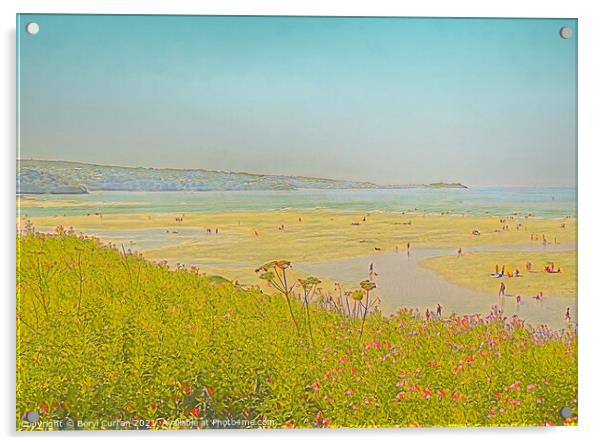 Wild Flowers Blanket Hayle Beach Acrylic by Beryl Curran