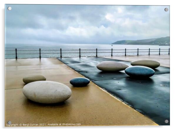 Majestic Pebbles on Penzance Promenade Acrylic by Beryl Curran