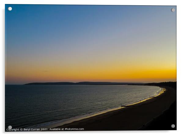 Golden Hour at Bournemouth Beach Acrylic by Beryl Curran