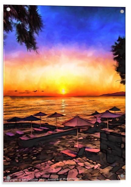Golden Sunset on the Island of Crete Acrylic by Beryl Curran