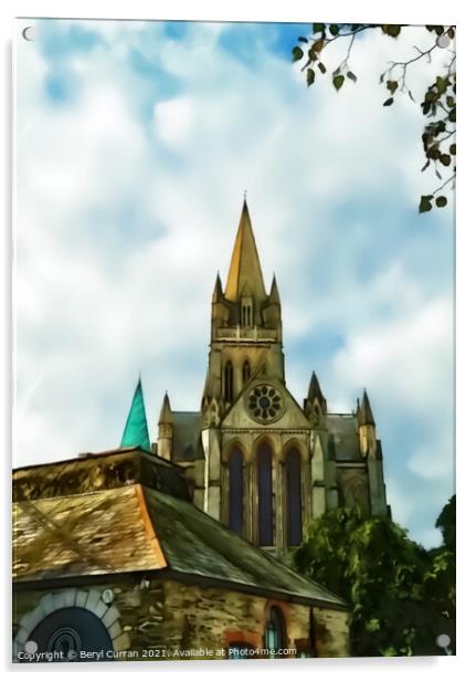 Majestic Gothic Beauty Truro Cathedral  Acrylic by Beryl Curran