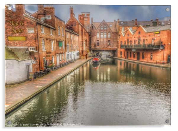 Serene Canal Journey in Birmingham Acrylic by Beryl Curran