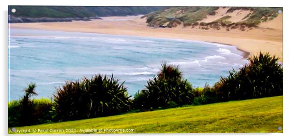 Tranquil Beauty of Crantock Beach Acrylic by Beryl Curran